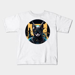 Cyberpunk Cool Cat Kids T-Shirt